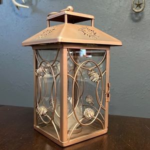 Party lite copper lantern with tea light holder